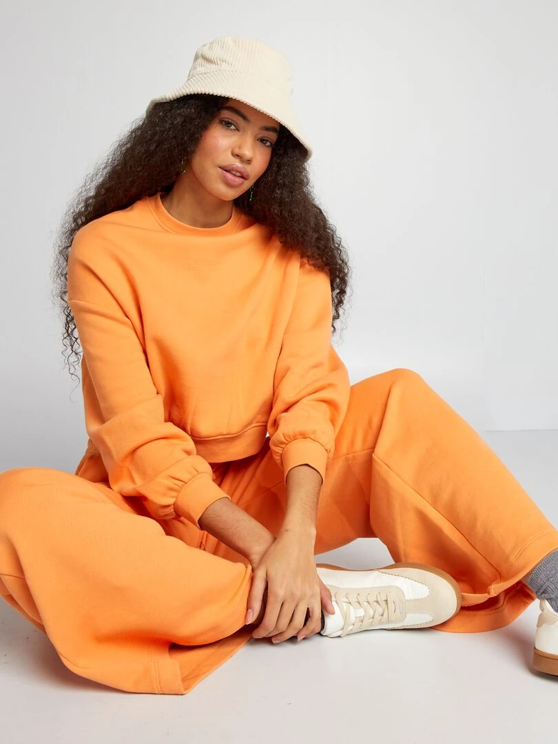 Sweat à détail col rond   Orange