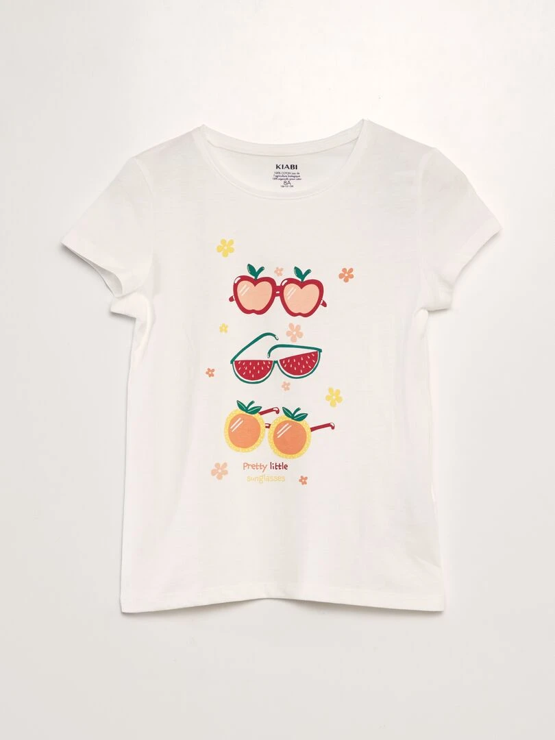 T shirt en maille jersey imprimé Blanc