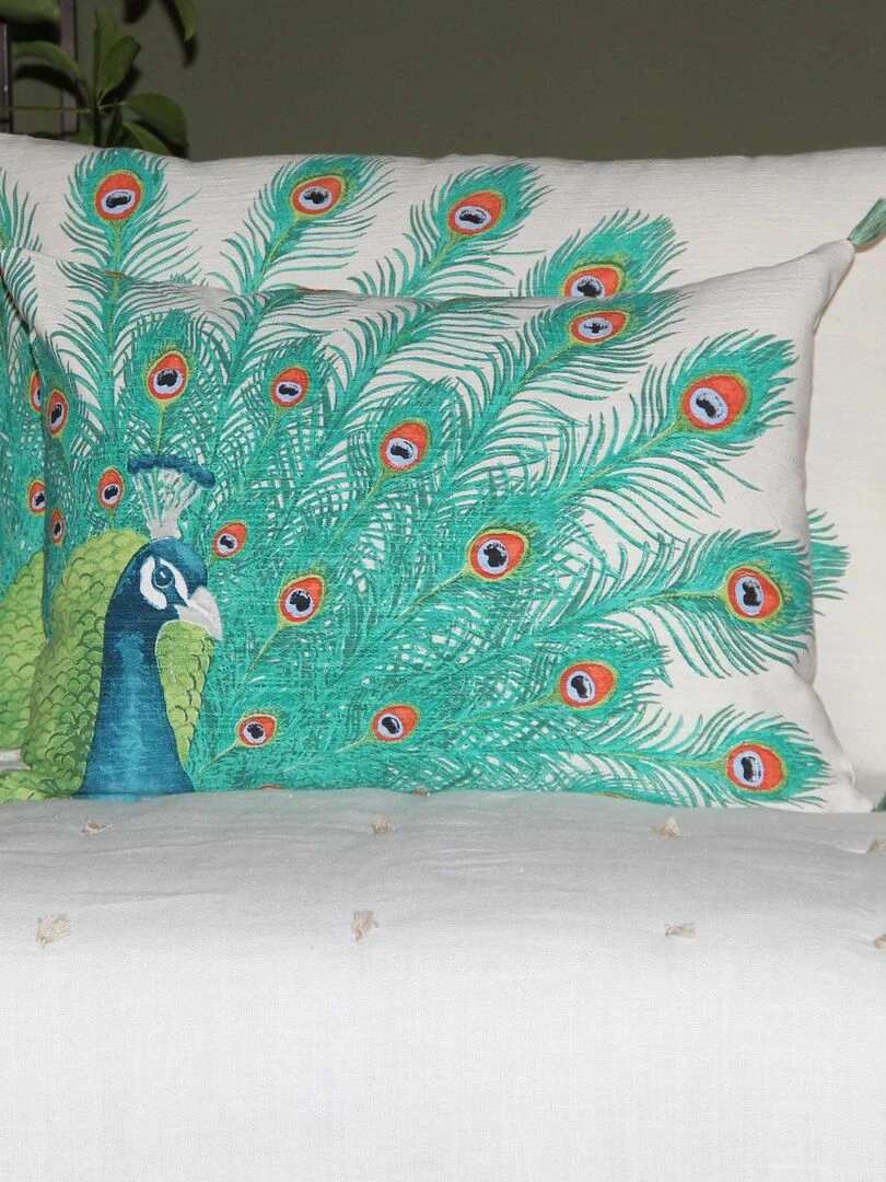 Coussin déhoussable Peacock Ecru