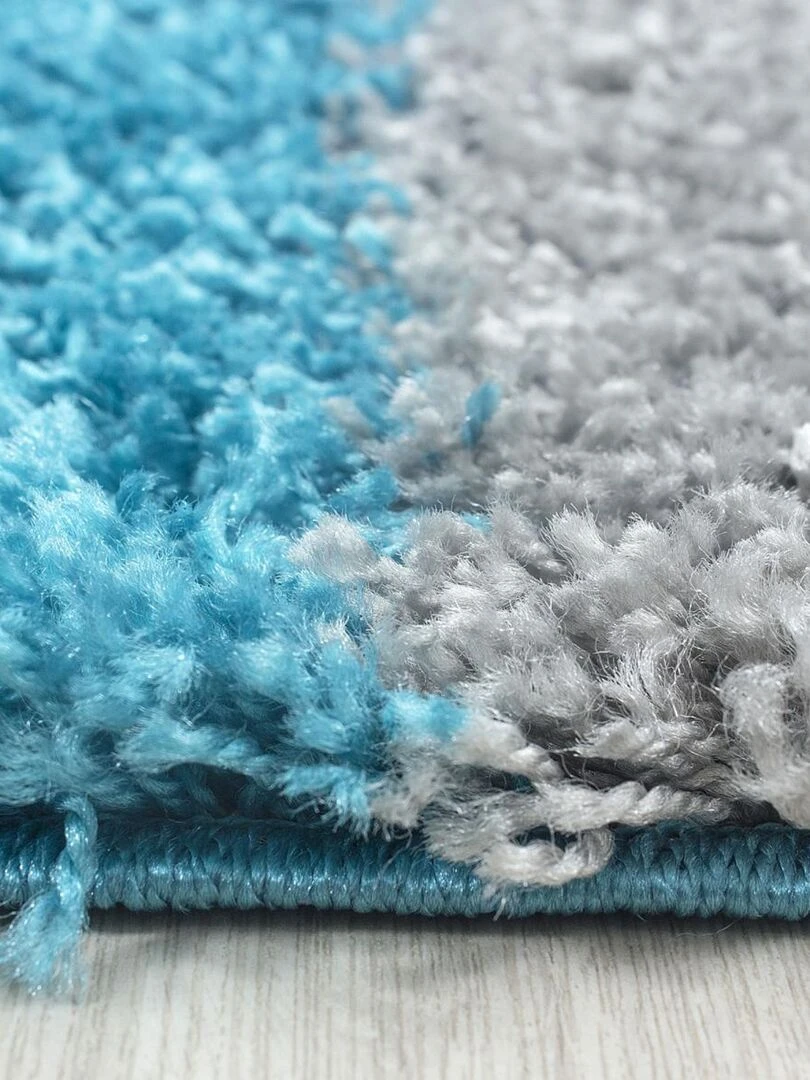 Tapis shaggy CARRÉ A OEKO TEX® Bleu