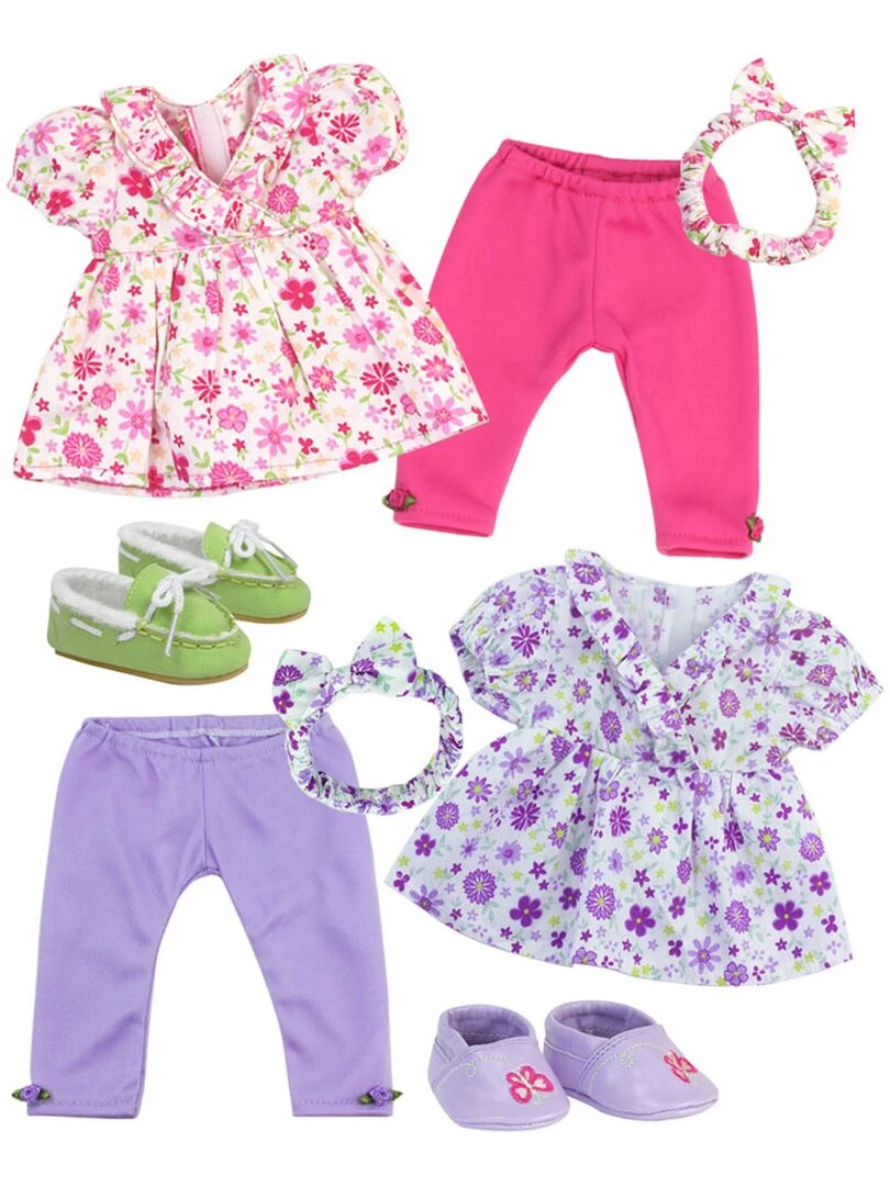 Sophia's par Teamson Kids Ensemble de vêtements de poupée 8 pièces à fleurs robe de poupée de 15" N/A