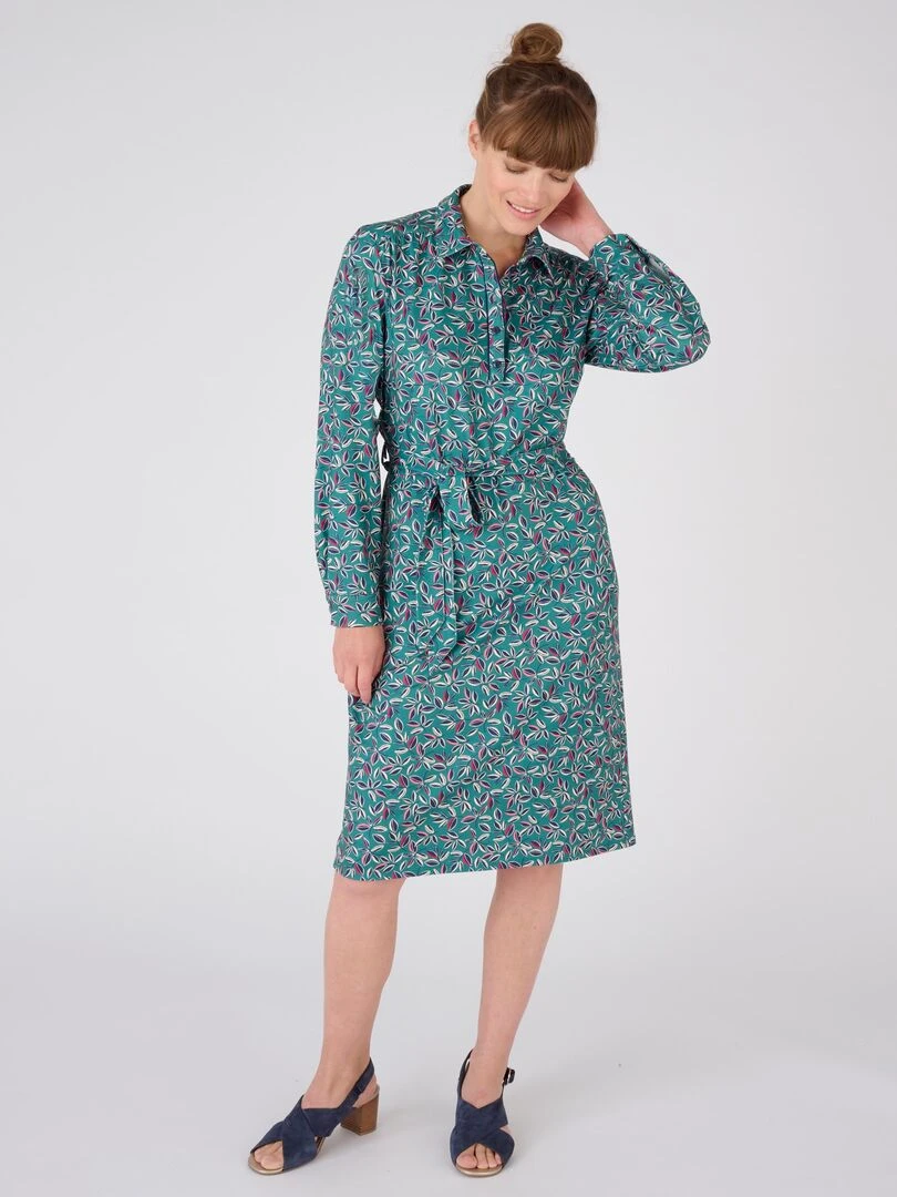 Robe maille chaude imprimée   Damart   Vert chèvrefeuille