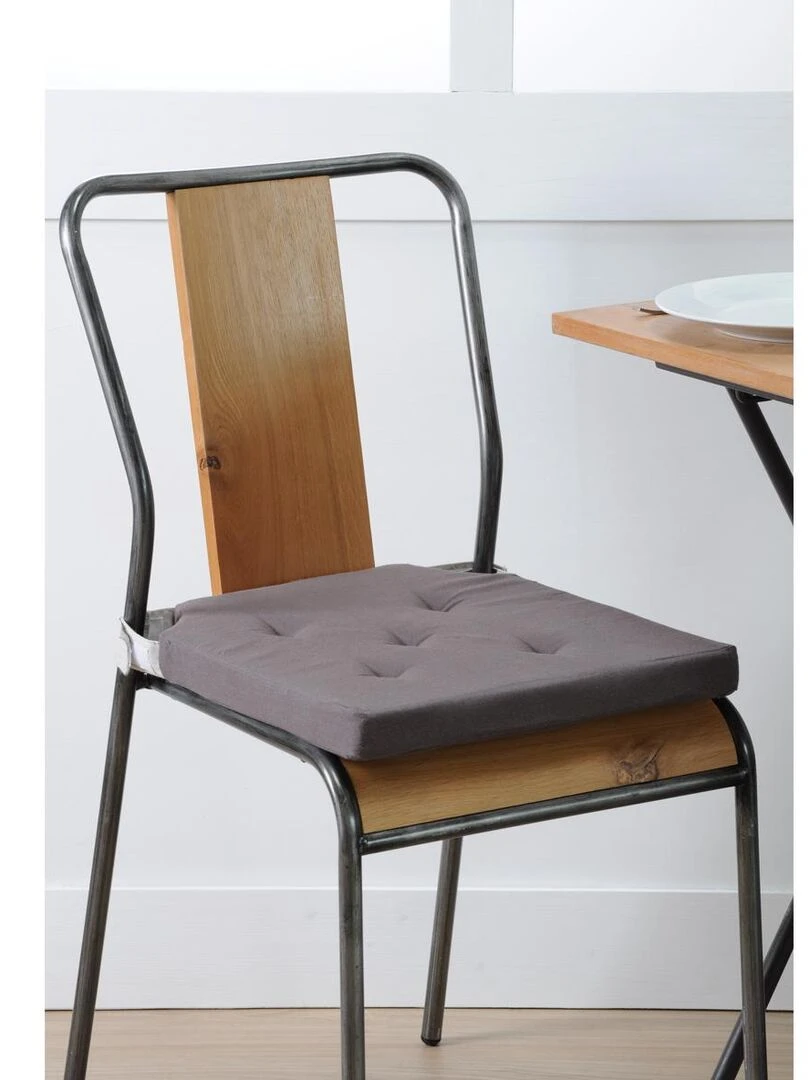 Galette de chaise à velcro Gris perle