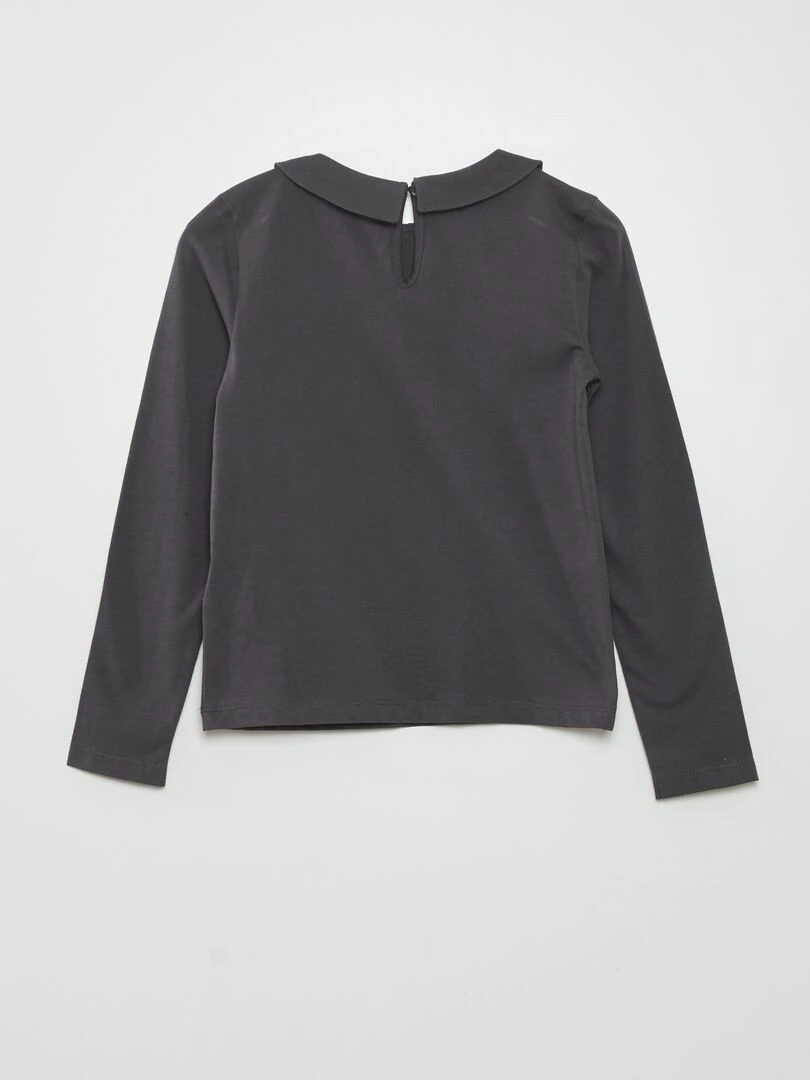 T shirt col claudine   Noir