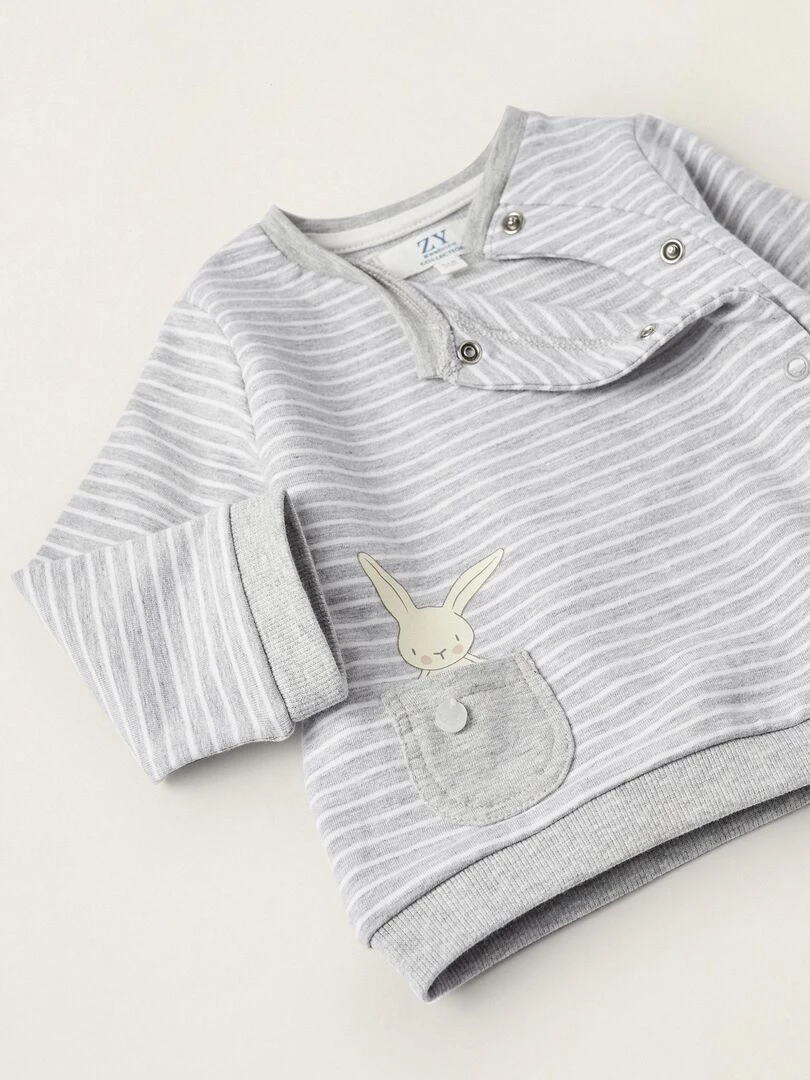 Manteau + Pantalon pour Nouveau Né 'Lapin'  EARLY BLOOM   Gris clair