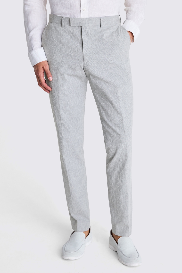 Slim Fit Light Grey Seersucker Trousers Buy Online at Moss