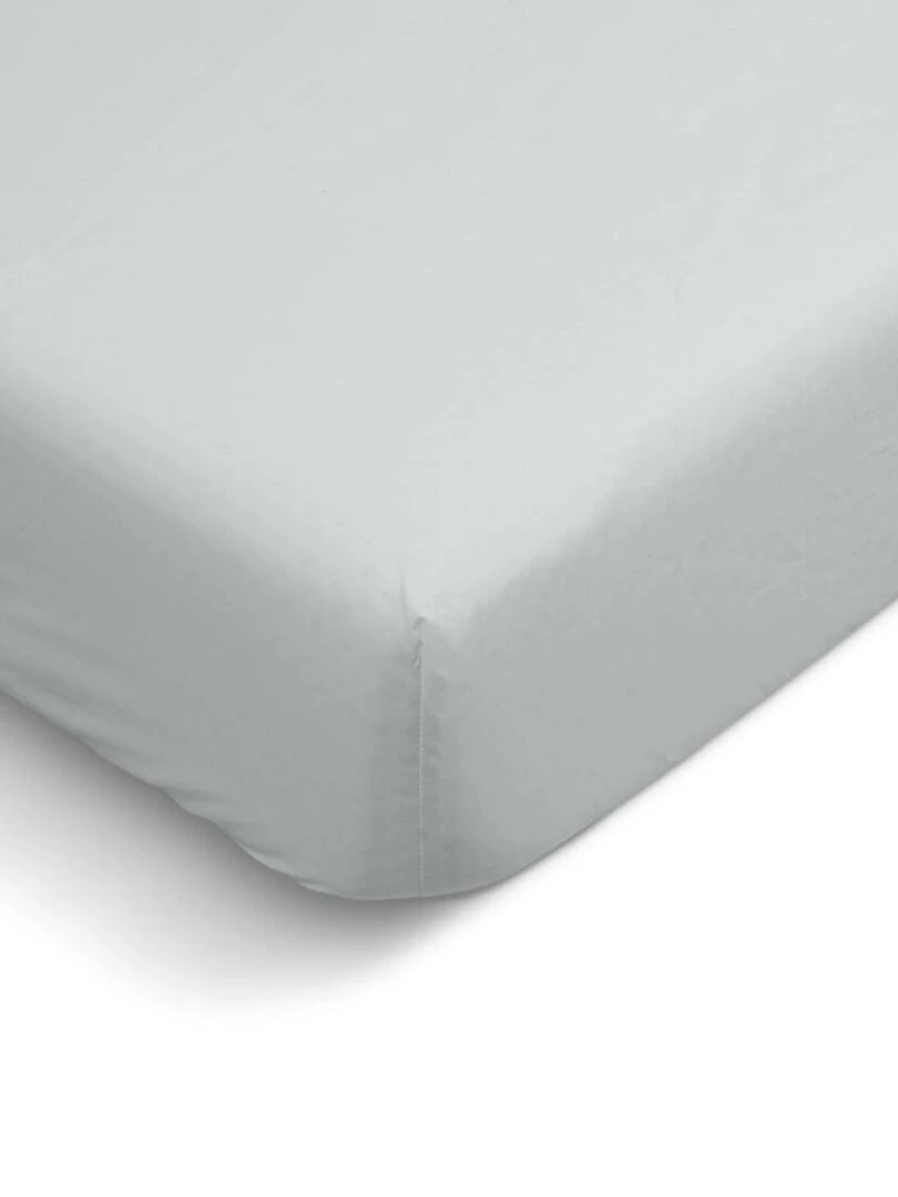 Bleu Câlin Drap housse uni Percale de coton 80 fils/cm² Gris clair