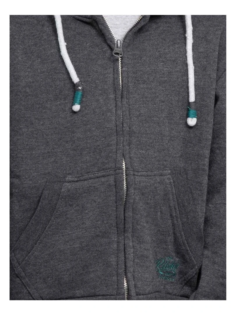 Sweat zippé capuche WAMIN J   Gris foncé