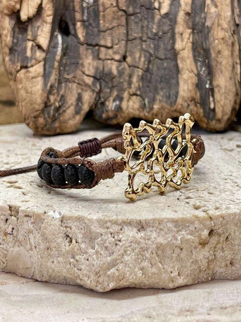 Bracelet équilibre en pierre de lave   Noir