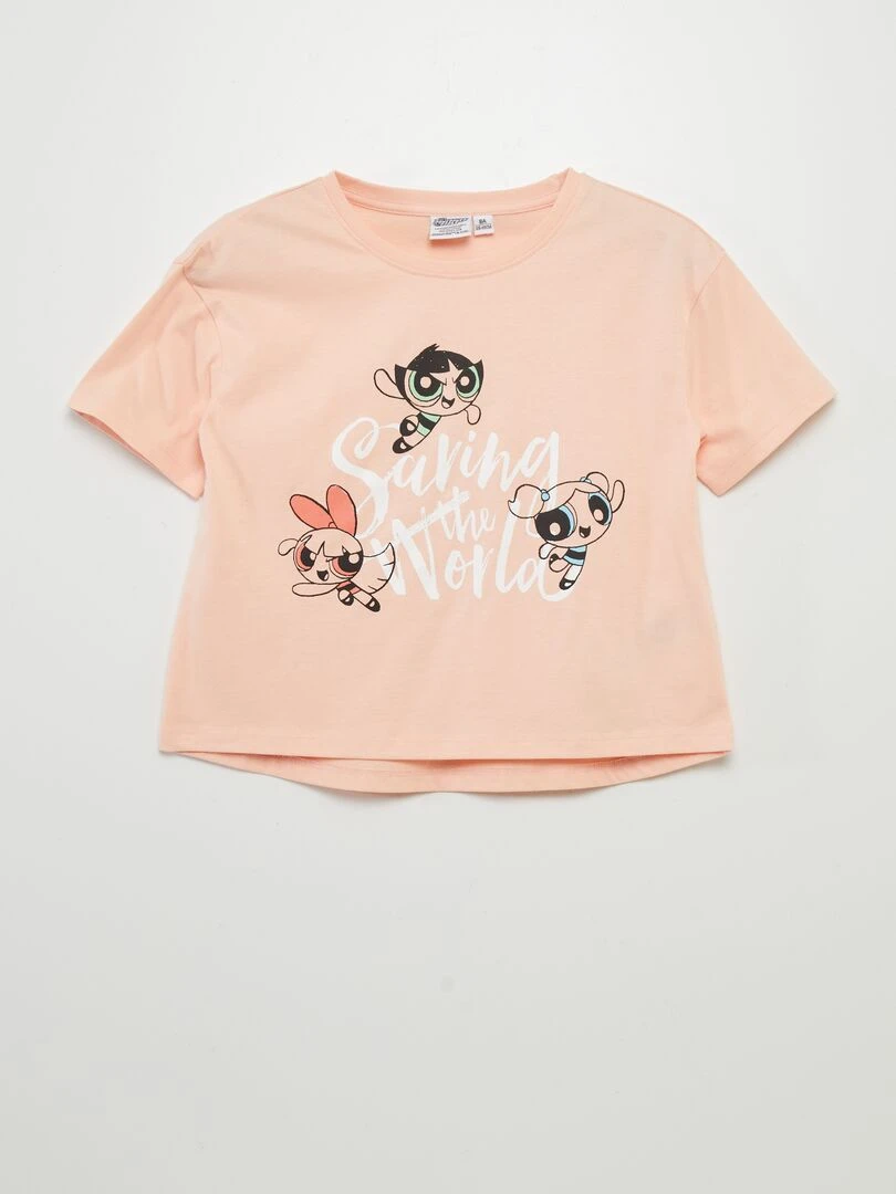 Tee shirt imprimé 'Les Supers Nanas' Rose pêche