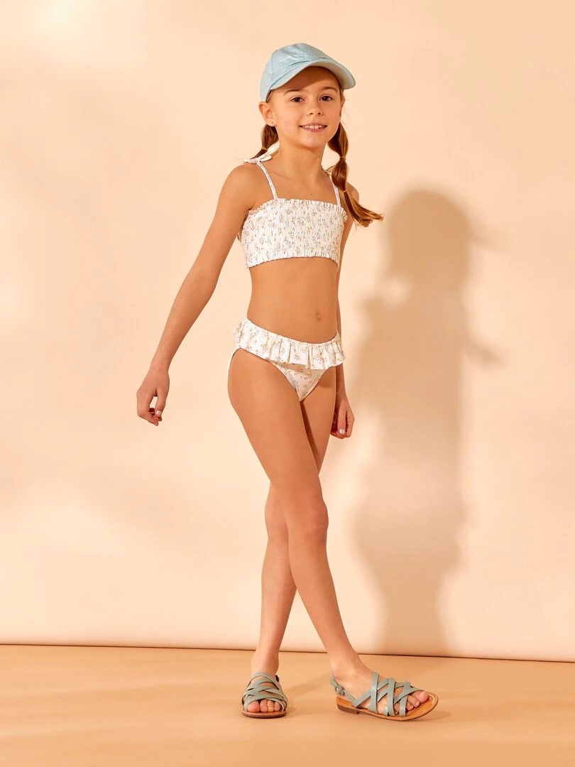 Maillot de bain smocké 2 pièces Blanc