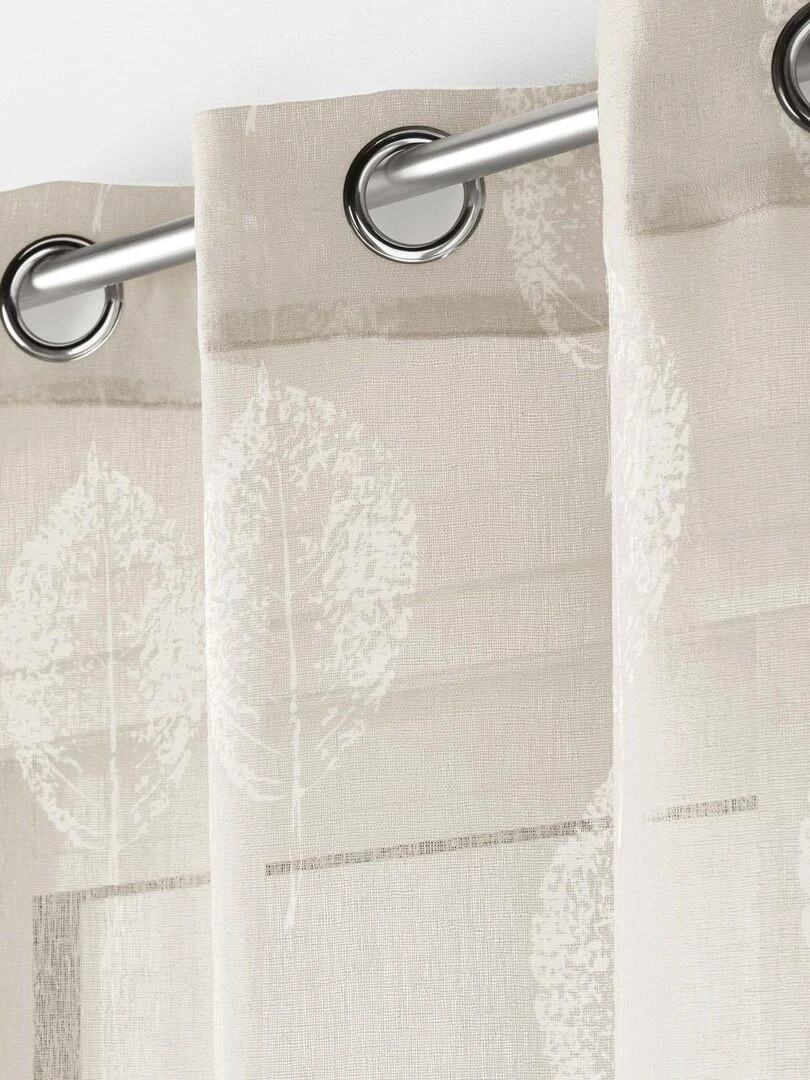 Voilage à œillets imprimé     Effet lin   Beige clair
