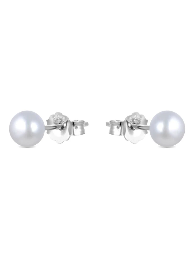 Boucles d'oreilles  base en argent 925 et perle blanche avec finition rhodiée   Argent