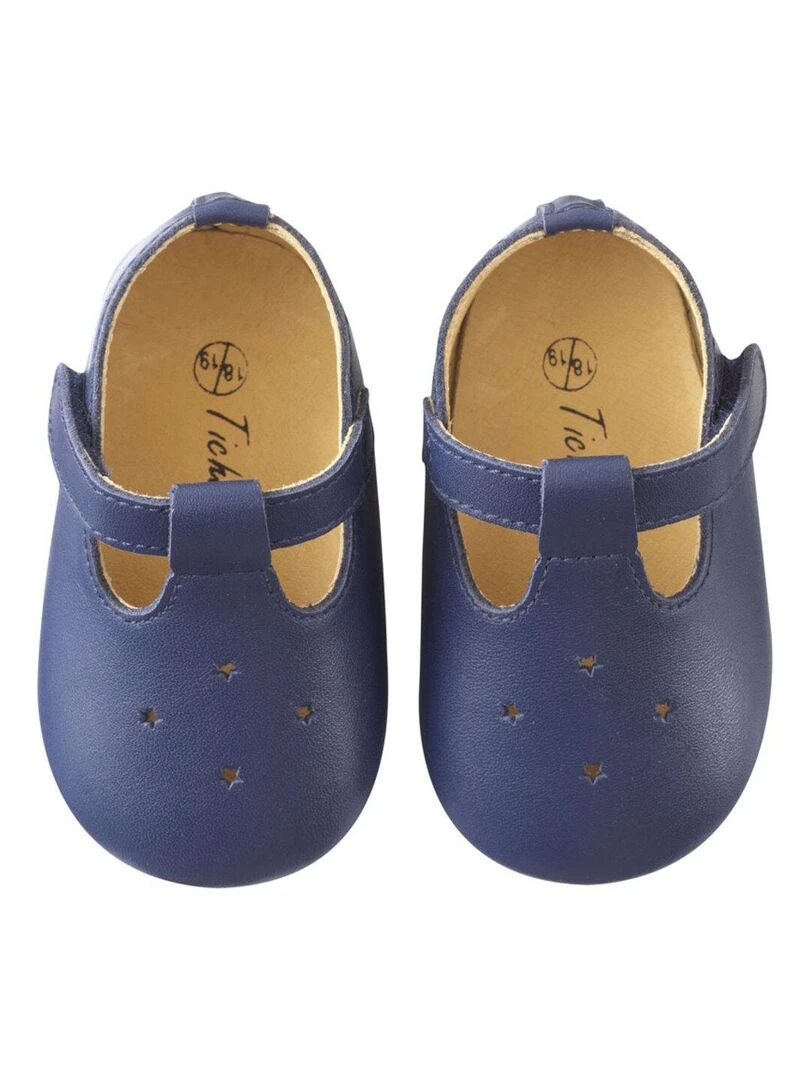 Chaussures bébé cuir souple Star   Bleu marine