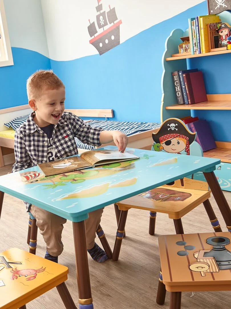 Table pour chambre enfant ou bébé mixte garçon Pirate Island Fantasy Fields TD 11593A1   Bleu