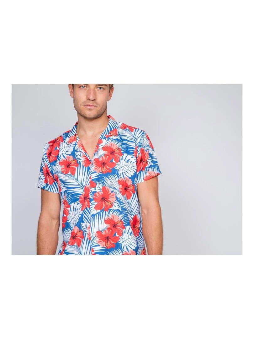 Chemise manches courtes fluide motifs DERSUS   Bleu