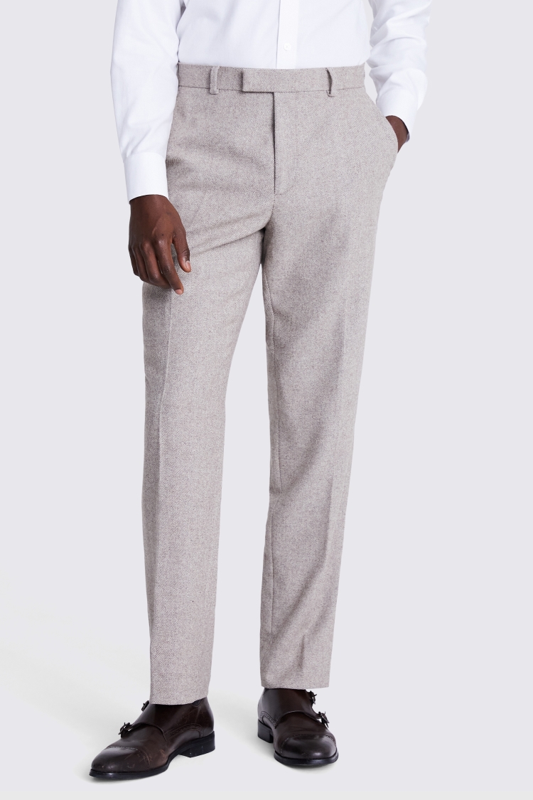 Regular Fit Taupe Twill Trousers Buy Online at Moss