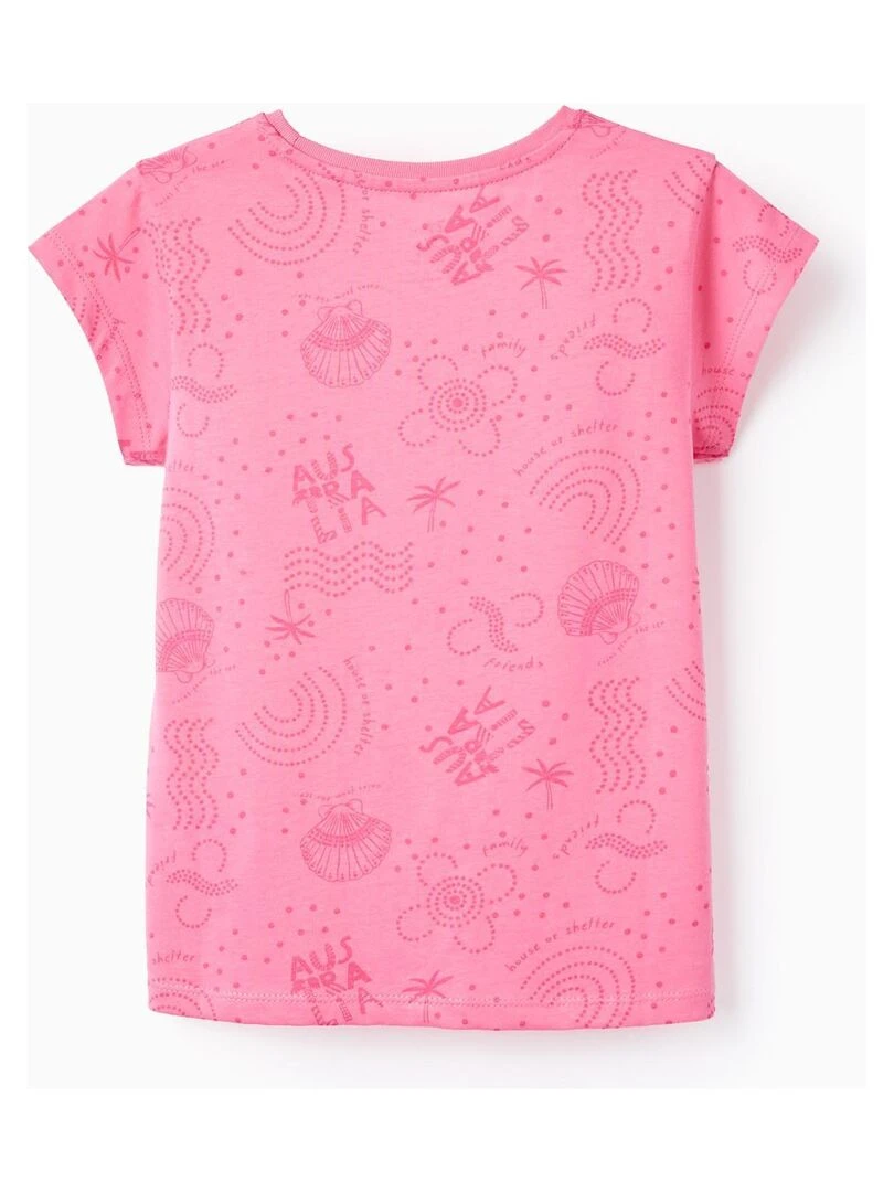 2 T shirts en Coton pour Fille 'Coquillages' manches courtes EXPLORING AUSTRALIA Rose