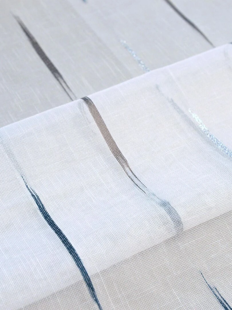 Voilage en étamine à jacquard rayé   Bleu canard
