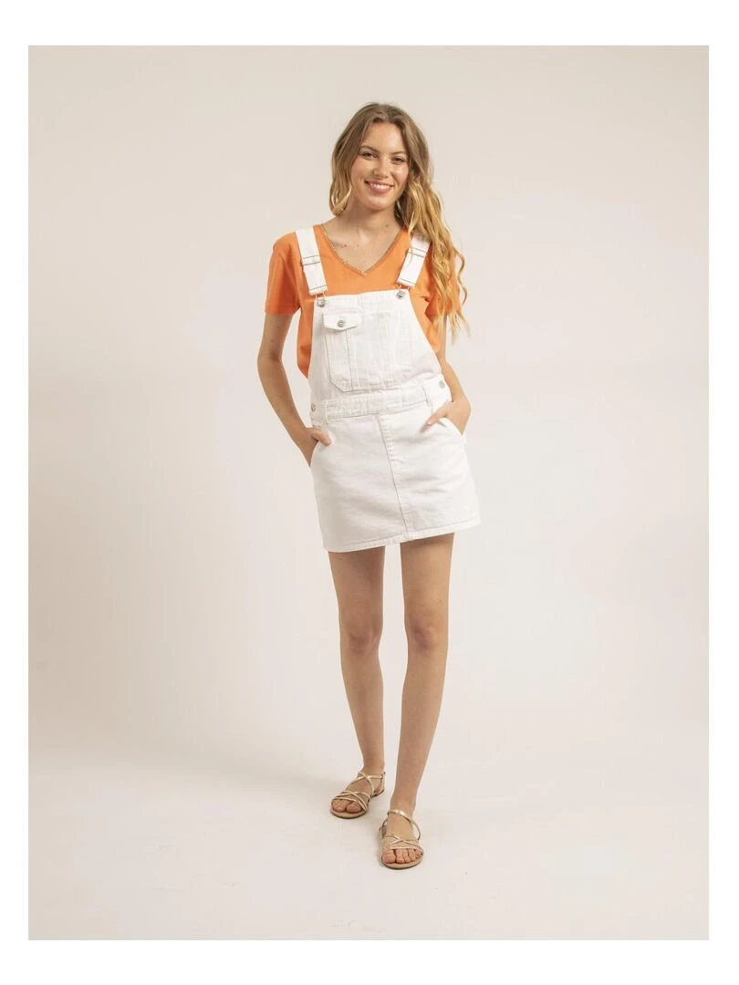 Salopette jupe en denim XYNA   Blanc