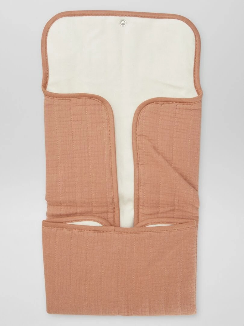 Tapis à langer nomade en double gaze de coton   Marron