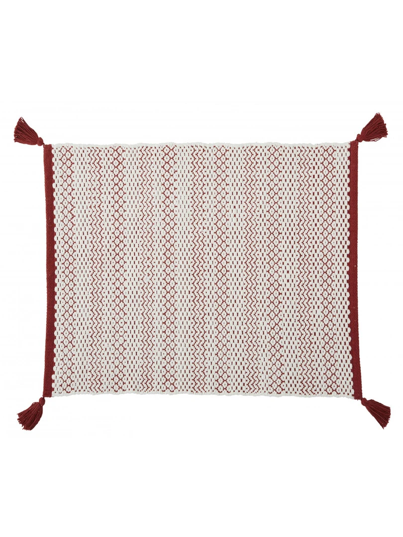 Tapis De Bain Fantaisie Coton Terracotta Et Blanc 50x80cm Desert Rouge brique