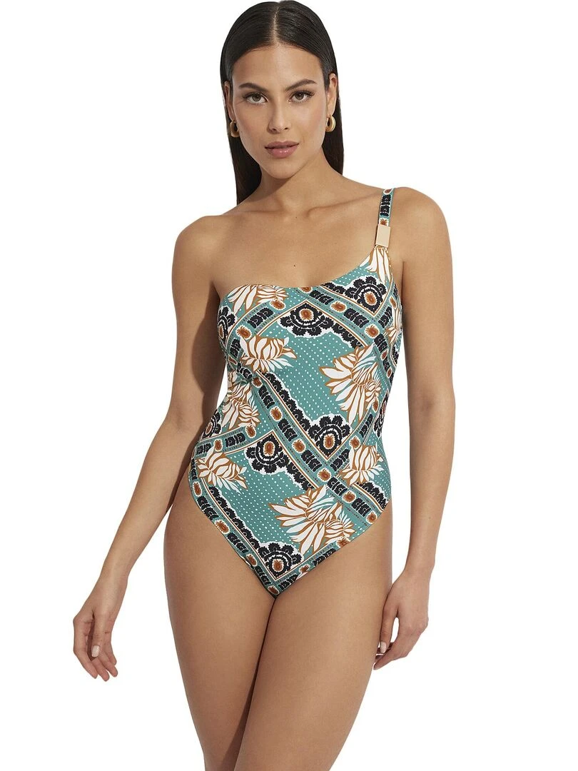 Maillot de bain une pièce armaturé asymétrique Bari Vert