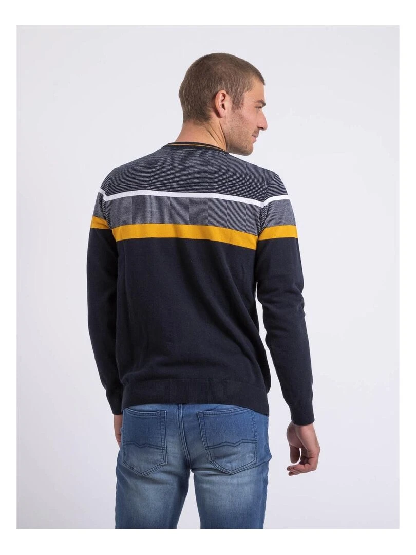 Pull fin col rond coton ARLO Bleu marine