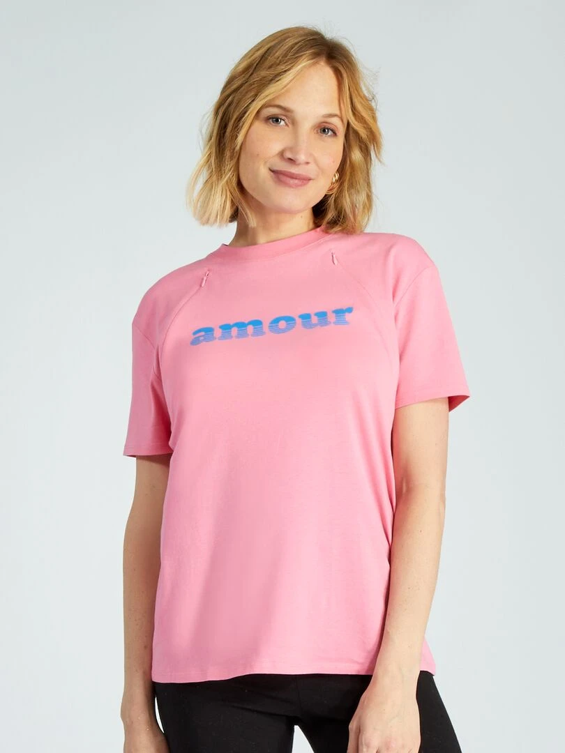T shirt d'allaitement à ouvertures   Rose clair