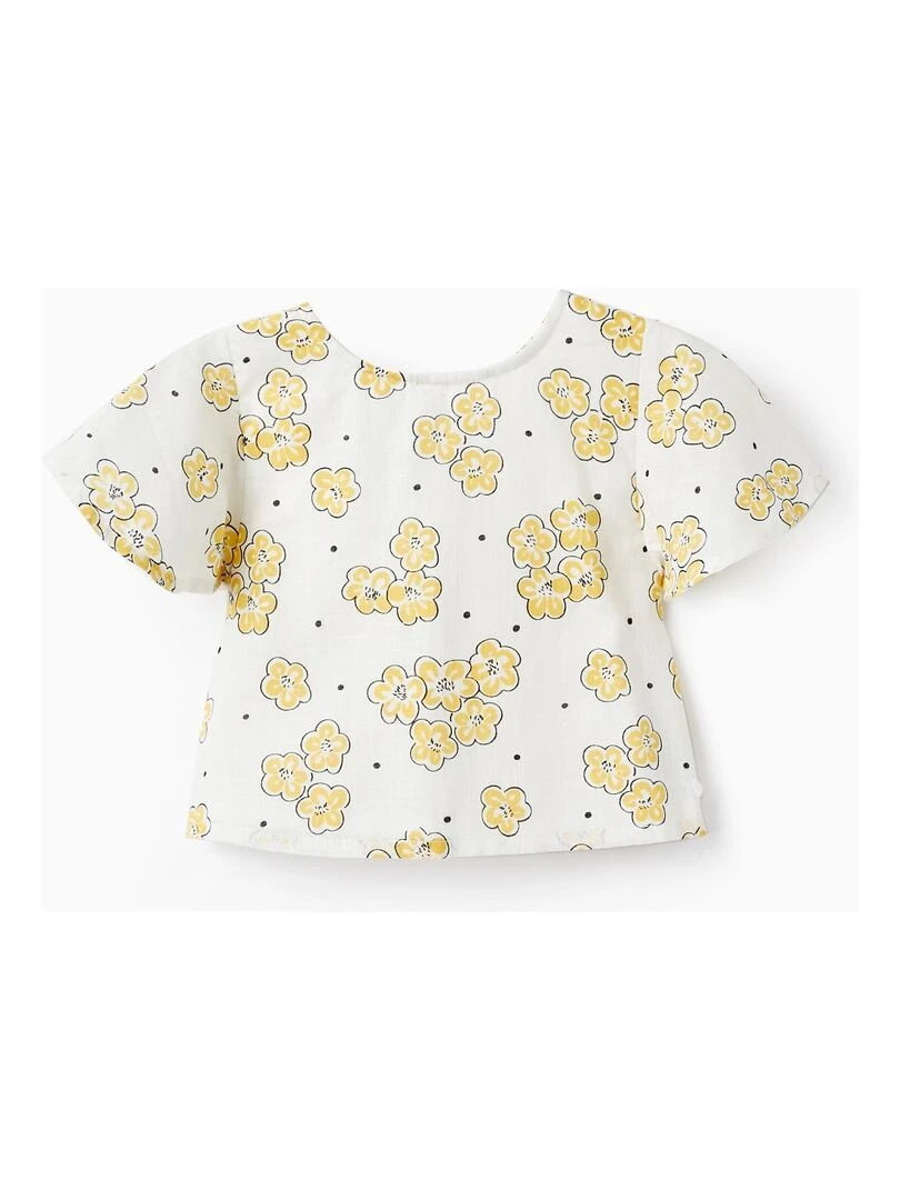 Blouse en style cropped avec motif floral et nœuds manches courtes MATISSE Beige clair