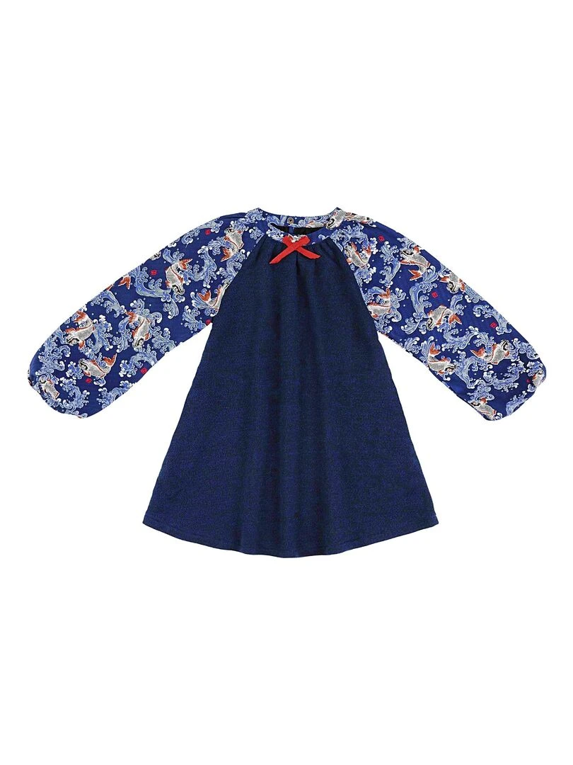 Robe sweat bi matières poissons Khoi japonais ELISA 'LA FAUTE A VOLTAIRE' Bleu Rouge Blanc
