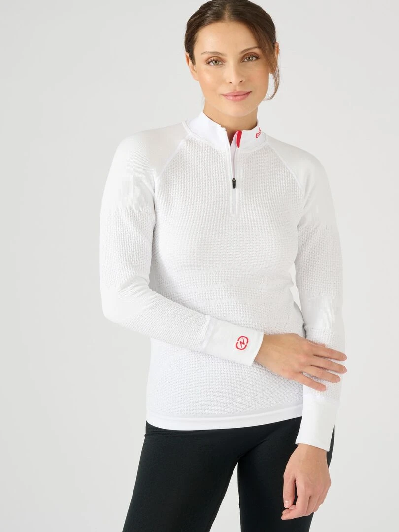 T shirt col zippé Energy Thermolactyl 4 femme DamartSport Blanc