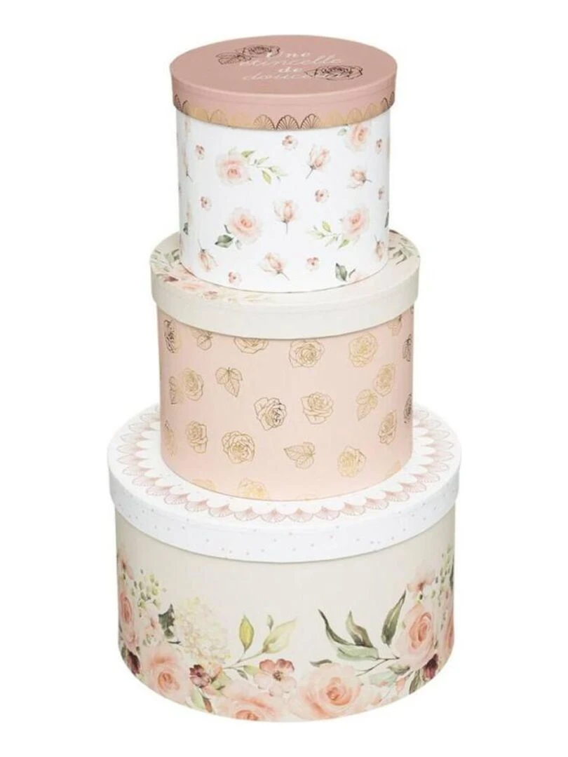Lot de 3 boites rondes Princesse Rose