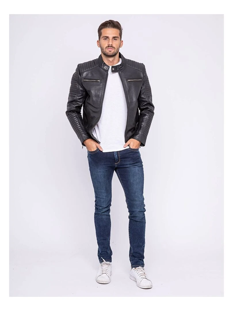 Blouson cuir motard BIKERO Noir