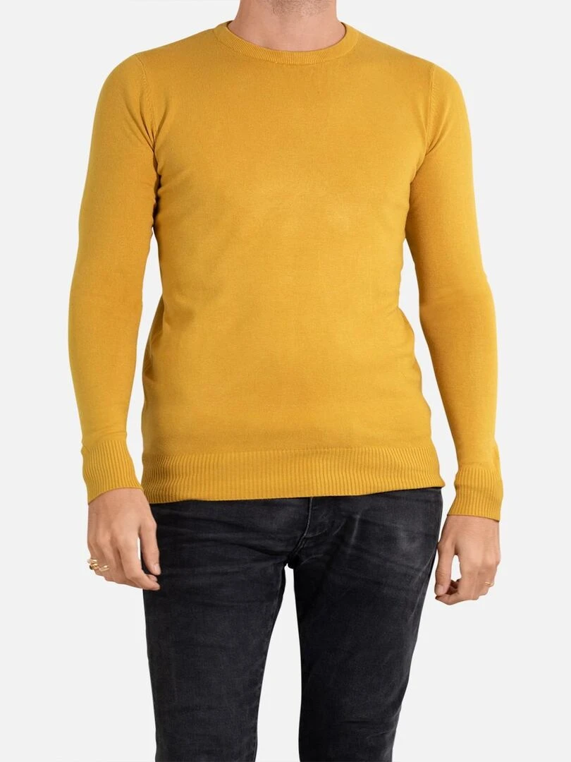 Pull manches longues col rond Kebello Jaune