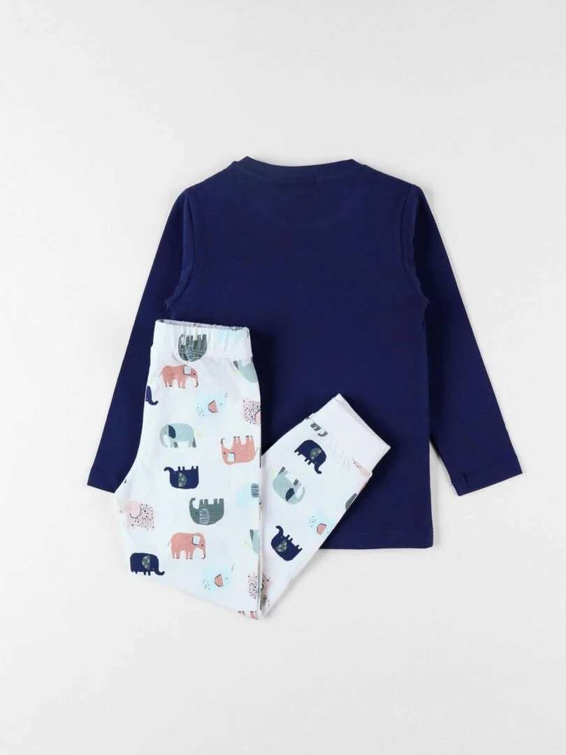 Pyjama 2 pièces éléphants en jersey indigo/écru Noukie's Beige