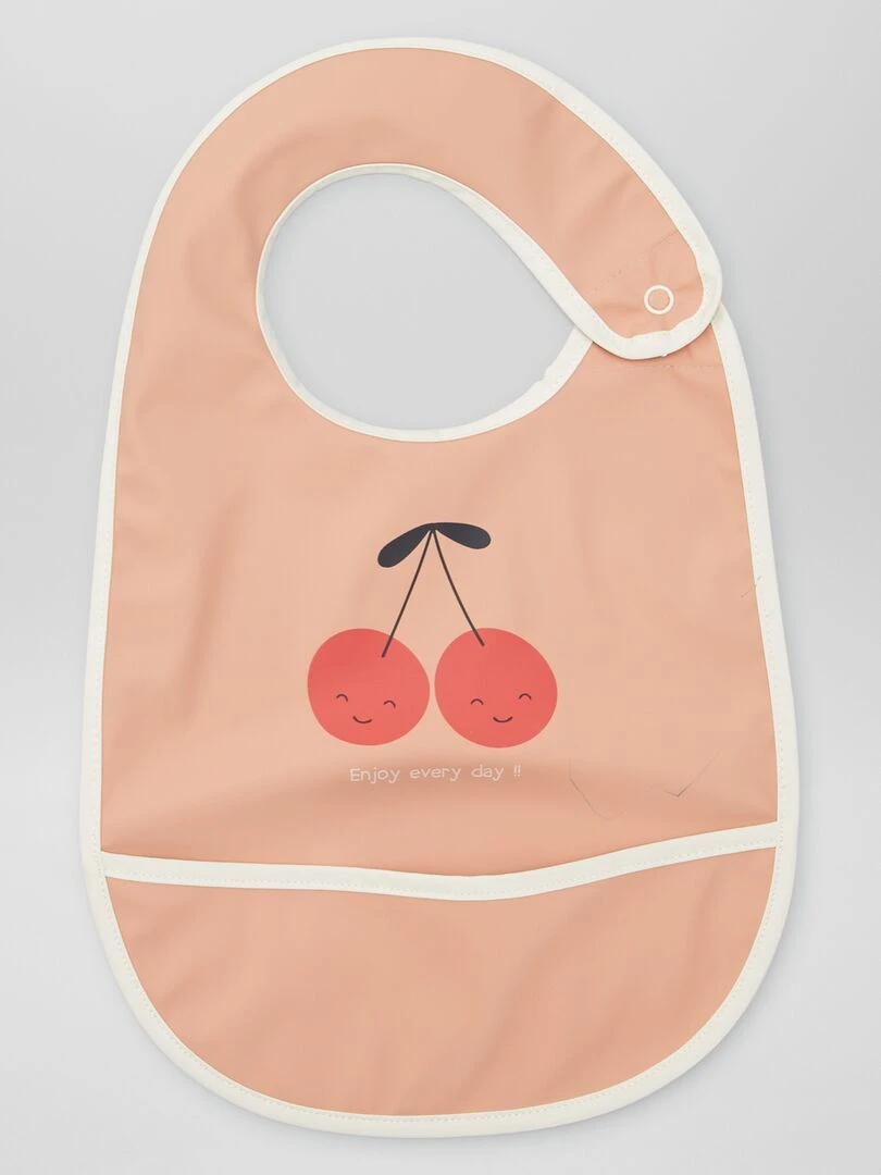 Lot de 2 bavoirs imperméables   Rose/blanc