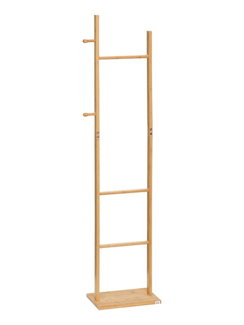 Penderie porte manteaux 3 barres 2 patères bois bambou Beige