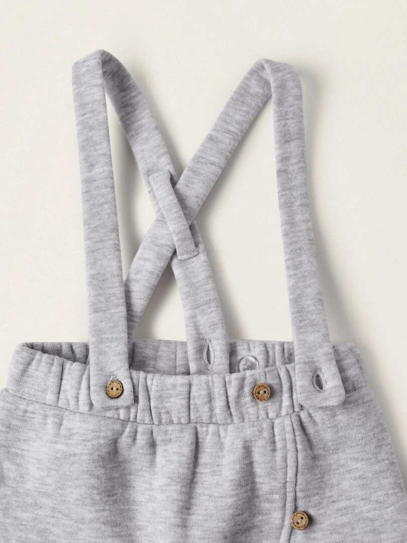 Pantalon avec bretelles amovibles pour nouveau né   AUSTRALIANA   Gris clair