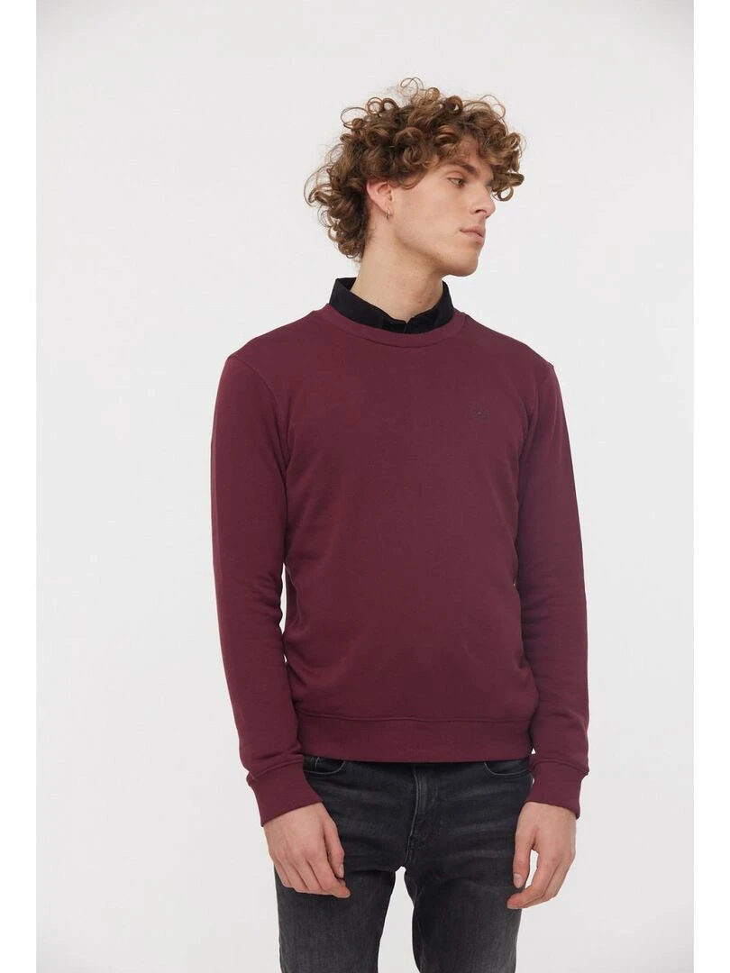 Lee Cooper   Sweatshirt manches longues coton regular EDIE   Rouge foncé