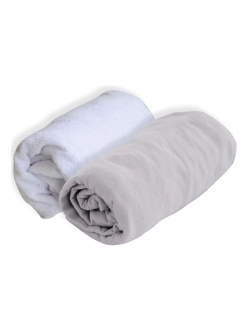 Lot alèse et drap housse gris perle (60 x 120 cm) Gris