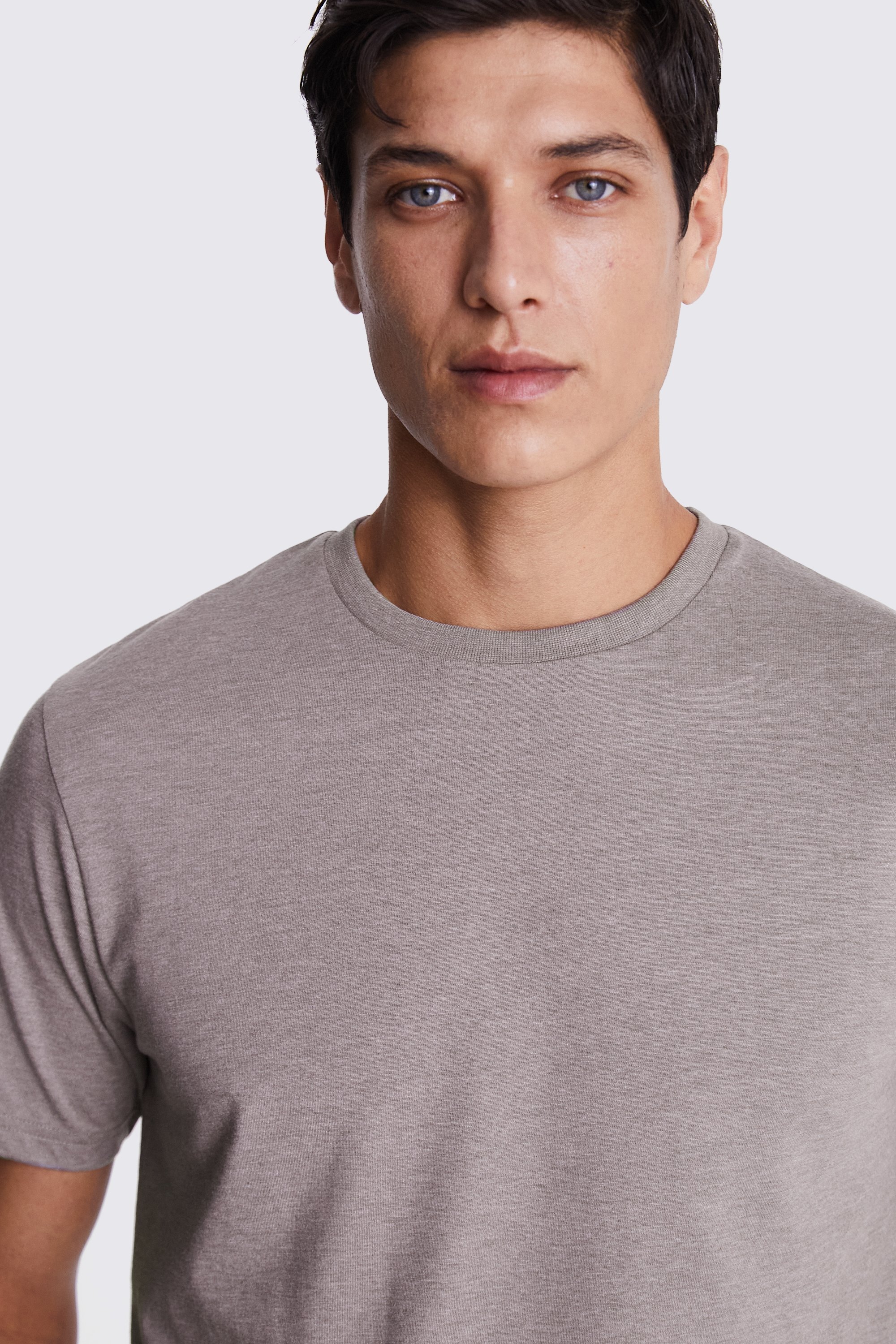 Taupe Melange Crew-Neck T-Shirt   Buy Online at Moss