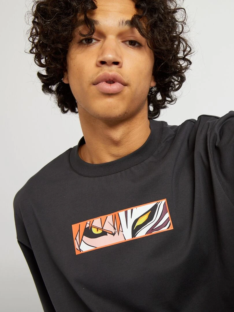 T shirt large 'Bleach' à col rond   Gris