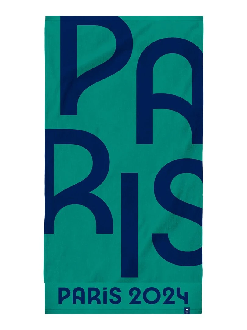 Serviette jacquard 100% coton PARIS 2024 JEUX OLYMPIQUES COLORS Bleu