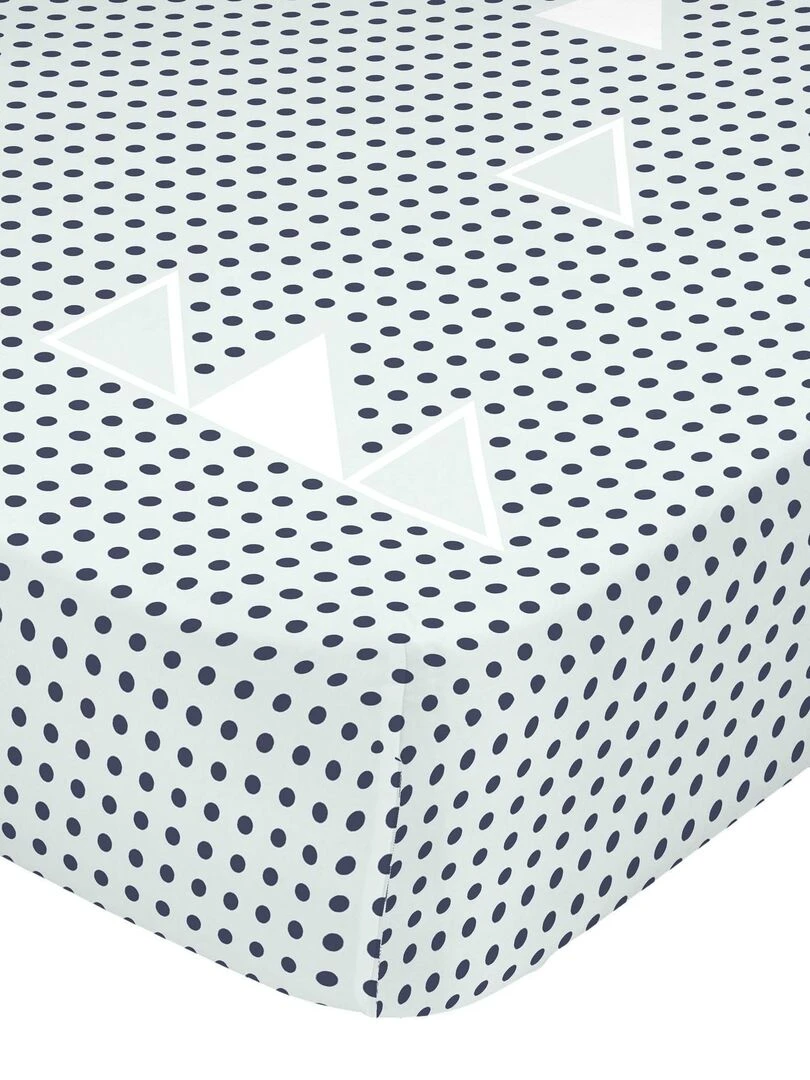 Drap housse Geo dot "Happyfriday"   Blanc