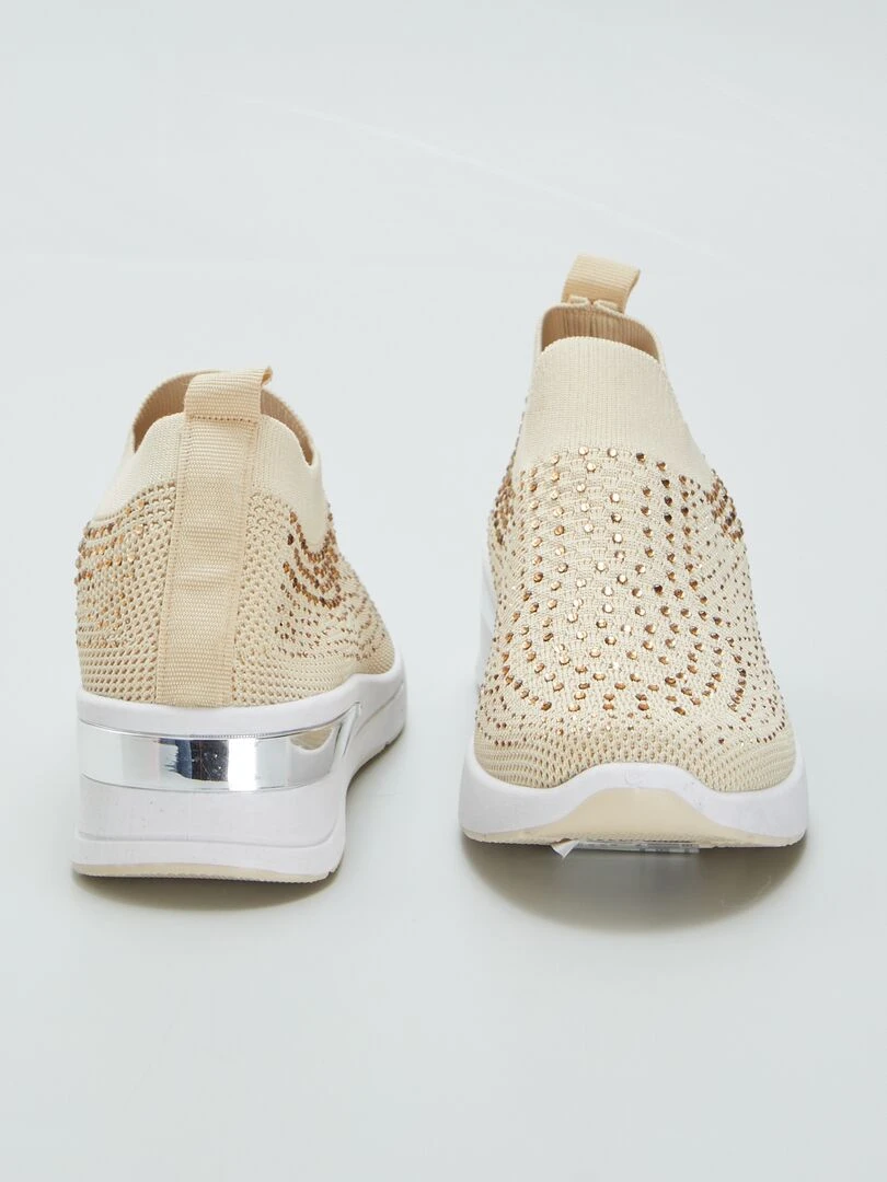 Baskets en mesh et strass   Beige