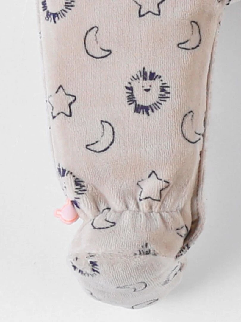 Pyjama 1 pièce à imprimé lion en velours  beige/bleu   Noukie's   Beige