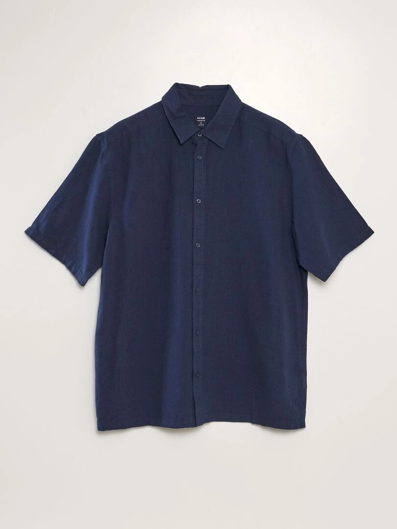 Chemise à manches courtes avec lin Noir