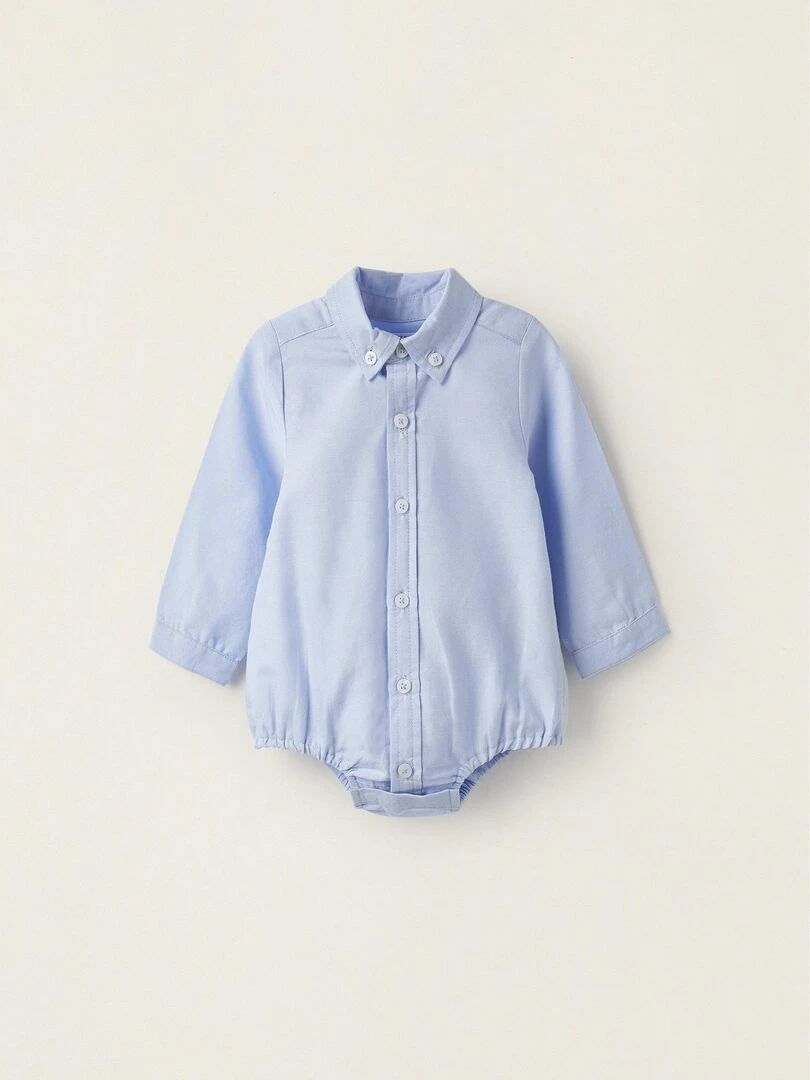 Bodies Chemise en coton Oxford pour nouveau né manches longues ATLANTIC COMPANY Bleu clair