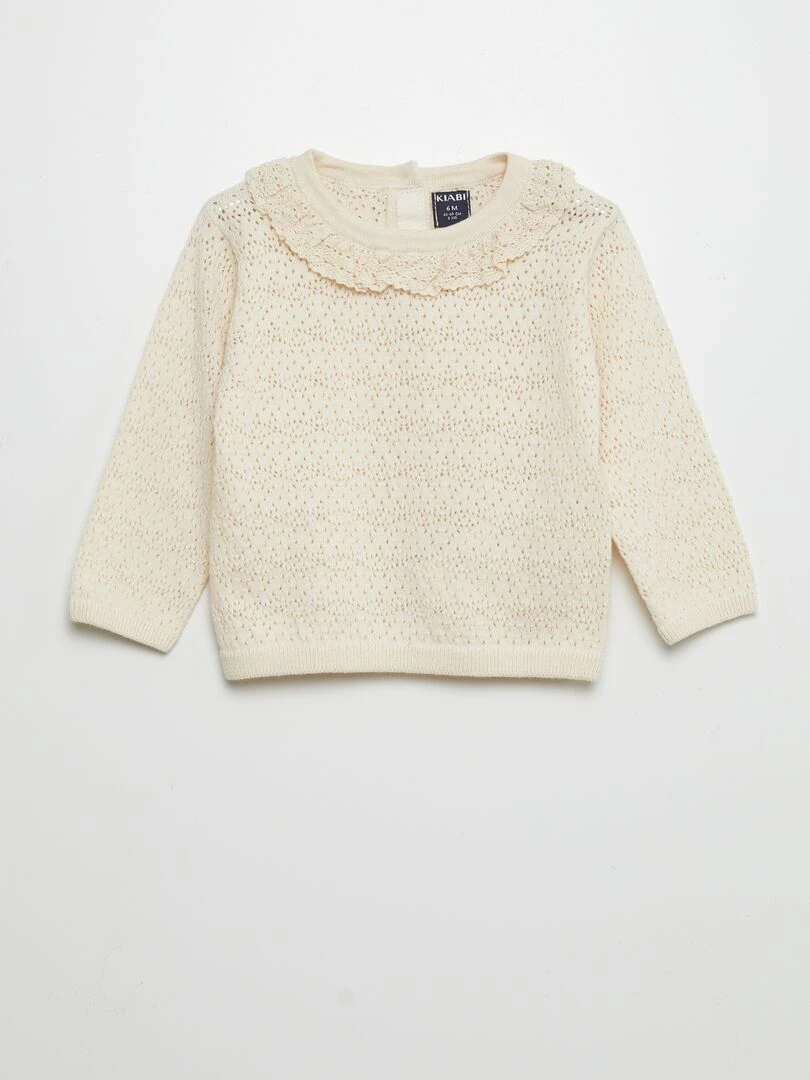 Pull avec col macramé Beige